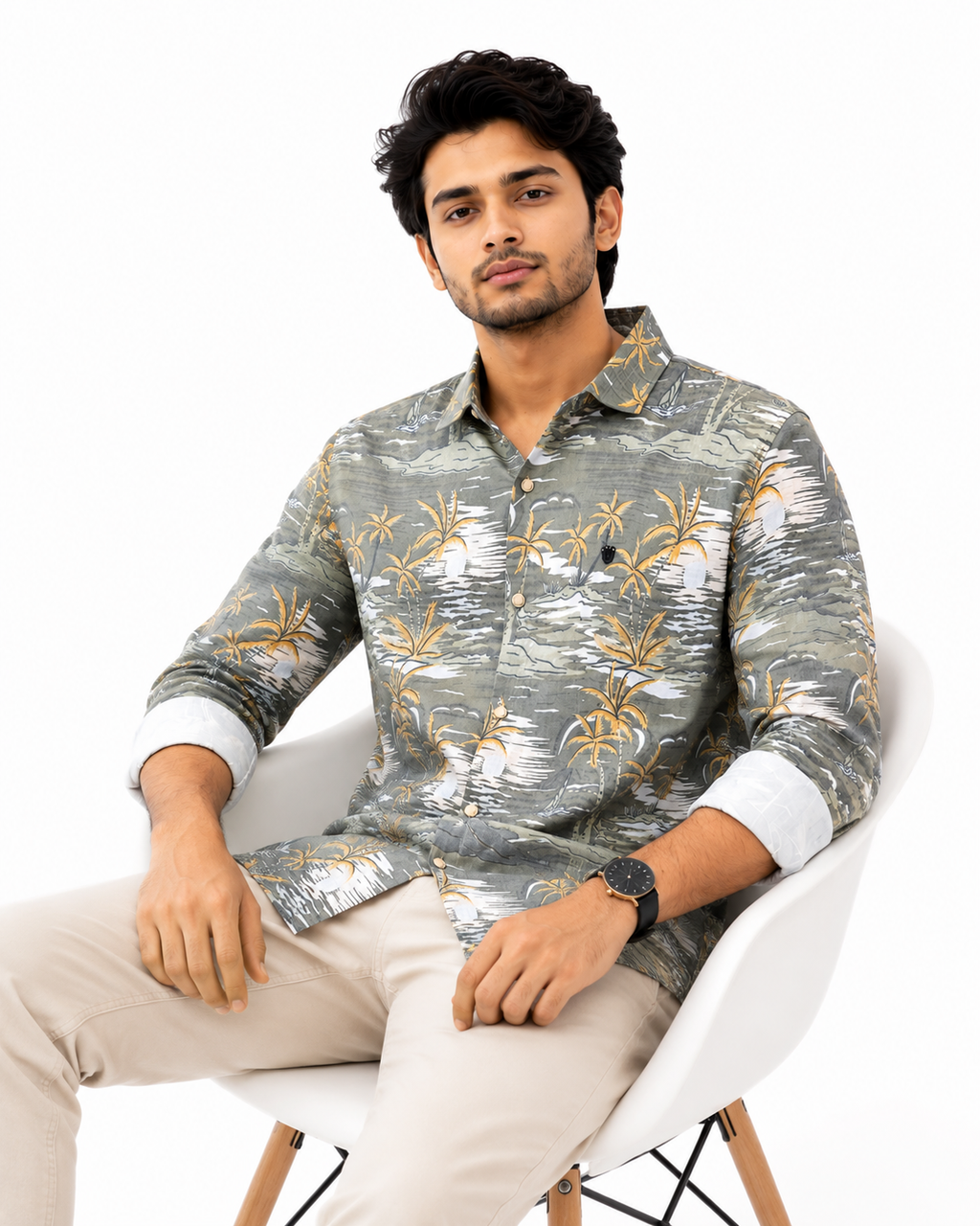 Tropical Palm Print Casual Shirt