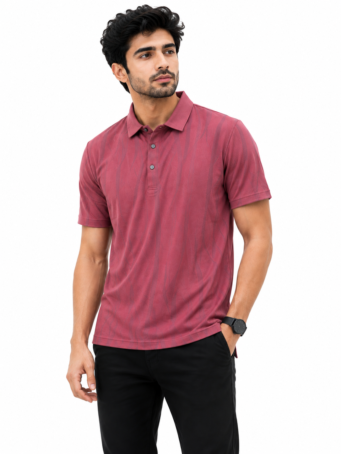 Maroon Pattern Polo Shirt