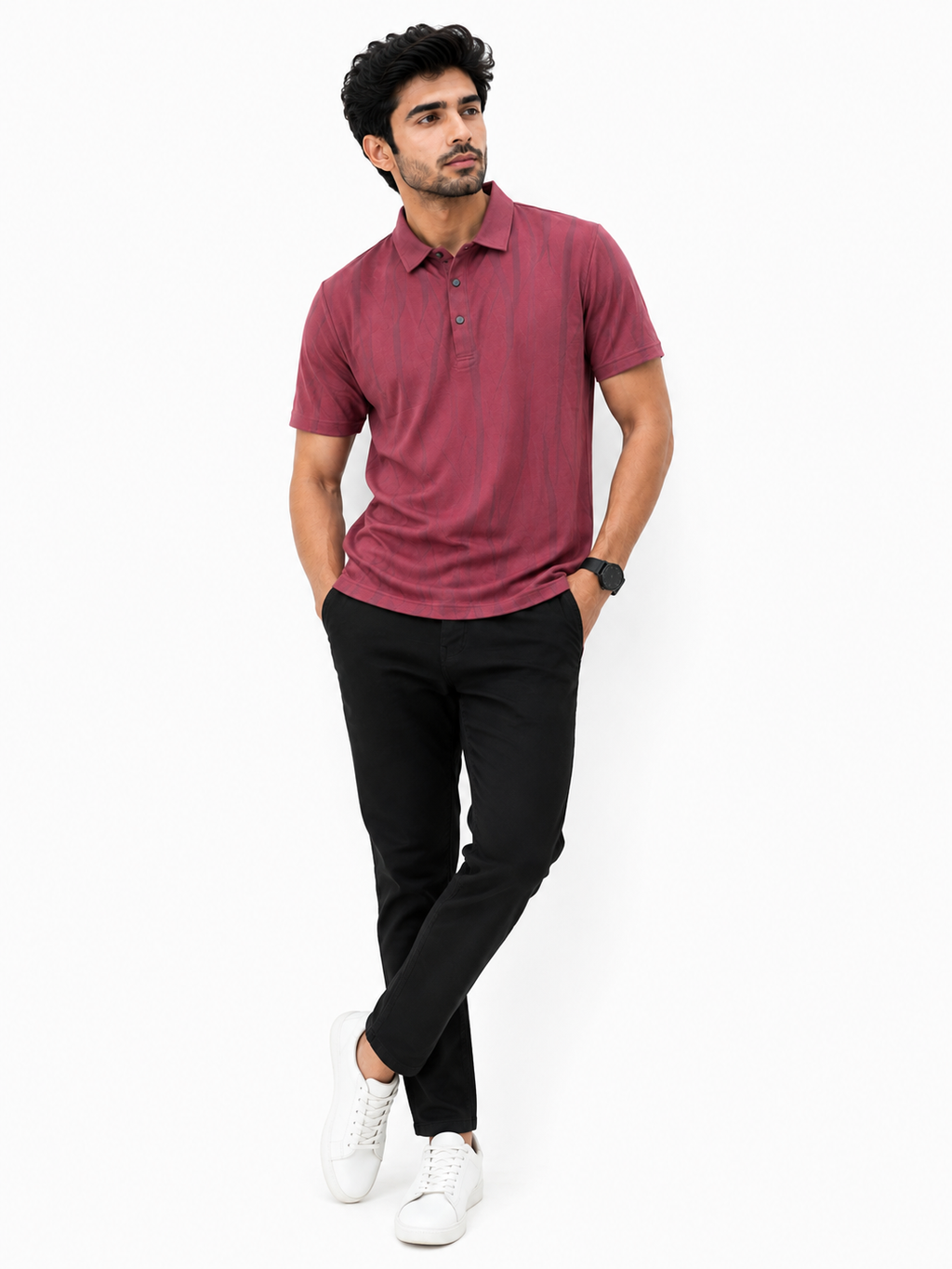 Maroon Pattern Polo Shirt