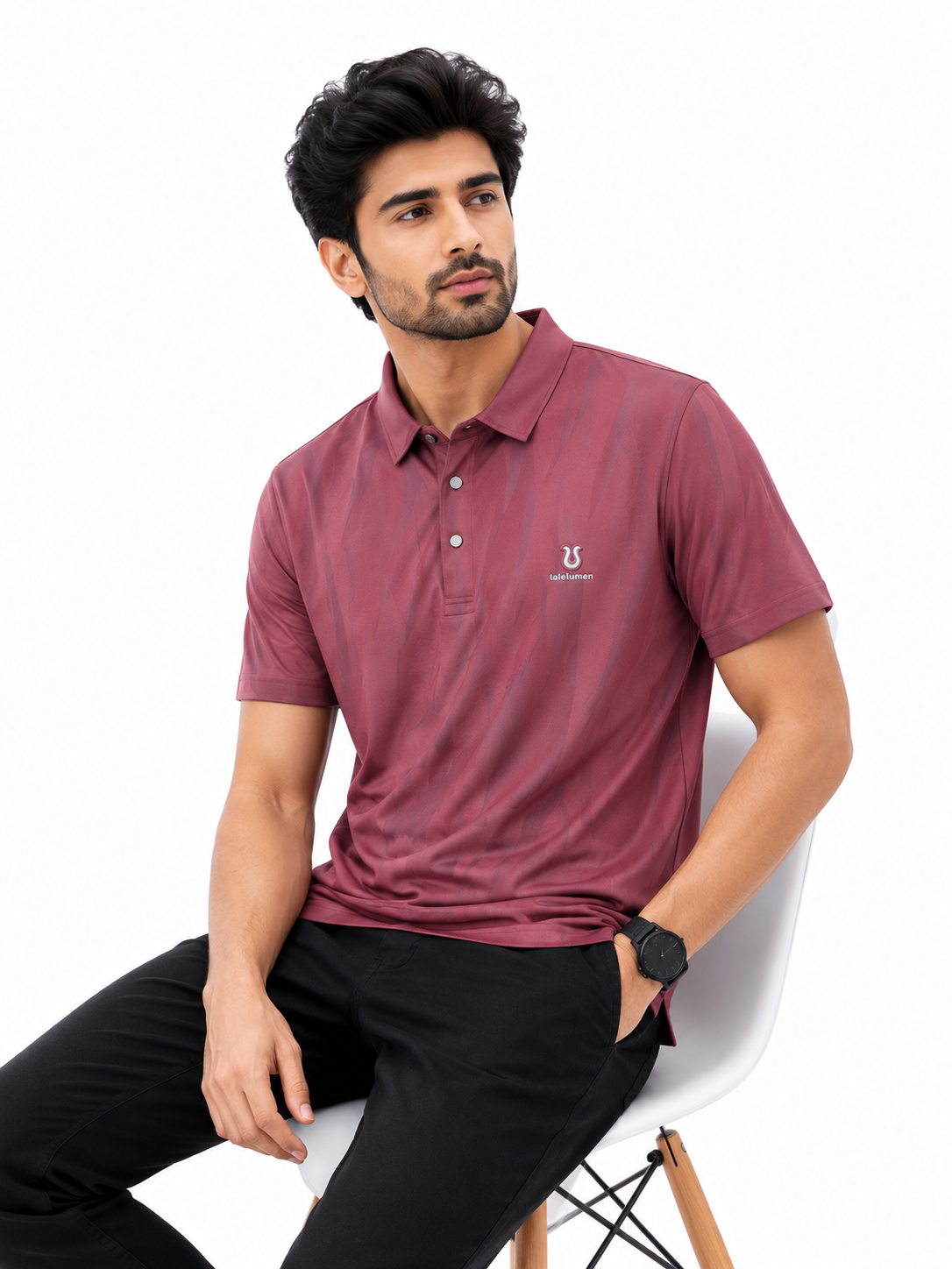 Maroon Pattern Polo Shirt