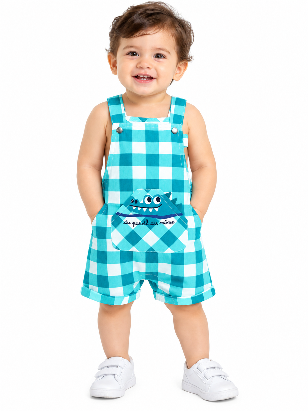Cute Kids Checkered Dungaree Romper