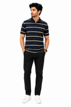 Navy Striped Polo Shirt