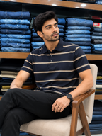 Navy Striped Polo Shirt