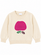 Girls’ Cozy Knit Sweater with Flower Design – Ivory